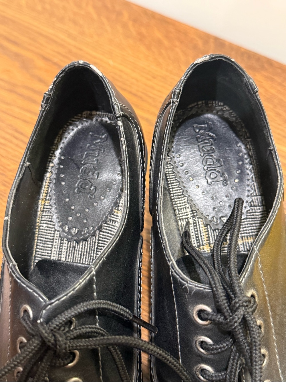 Vintage Mudd Black Lace-Up Oxford Heels | Women's 7.5 | Y2K Academic Goth - Picture 14 of 14